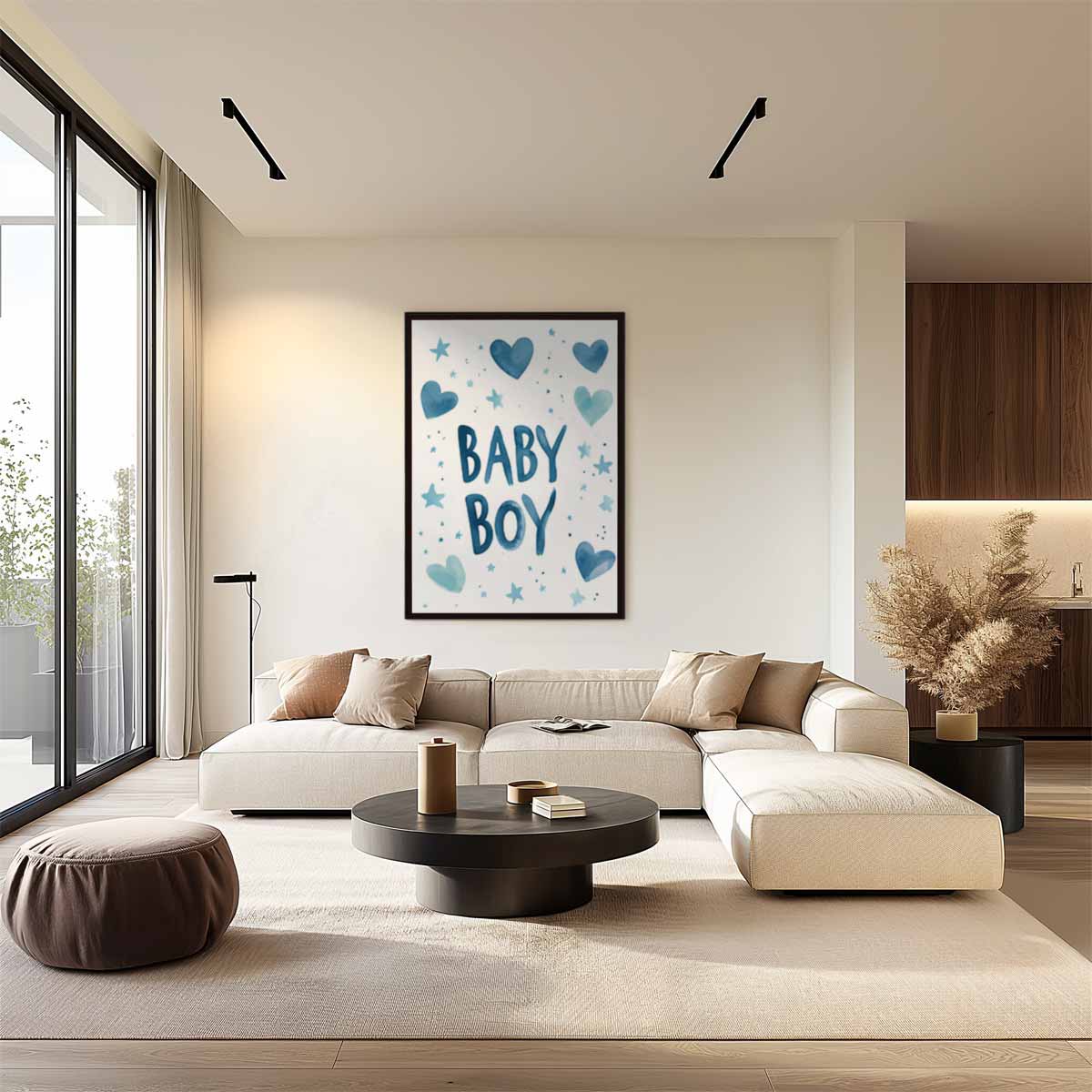 Baby Boy Waterverf Poster Kunstwerk-canvas-dibond-plexiglas-wanddecoratie-WallArtistic