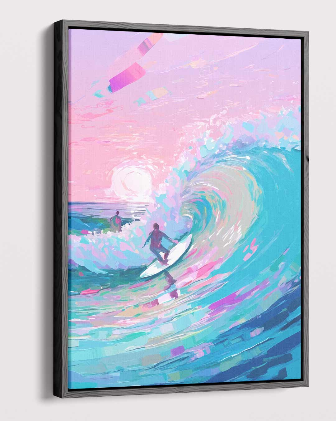 Surfen bij Zonsondergang Kunstwerk-canvas-dibond-plexiglas-wanddecoratie-WallArtistic