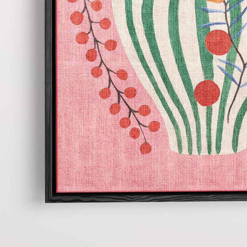 Vrolijke Vaas op Roze Achtergrond Kunstwerk-canvas-dibond-plexiglas-wanddecoratie-WallArtistic