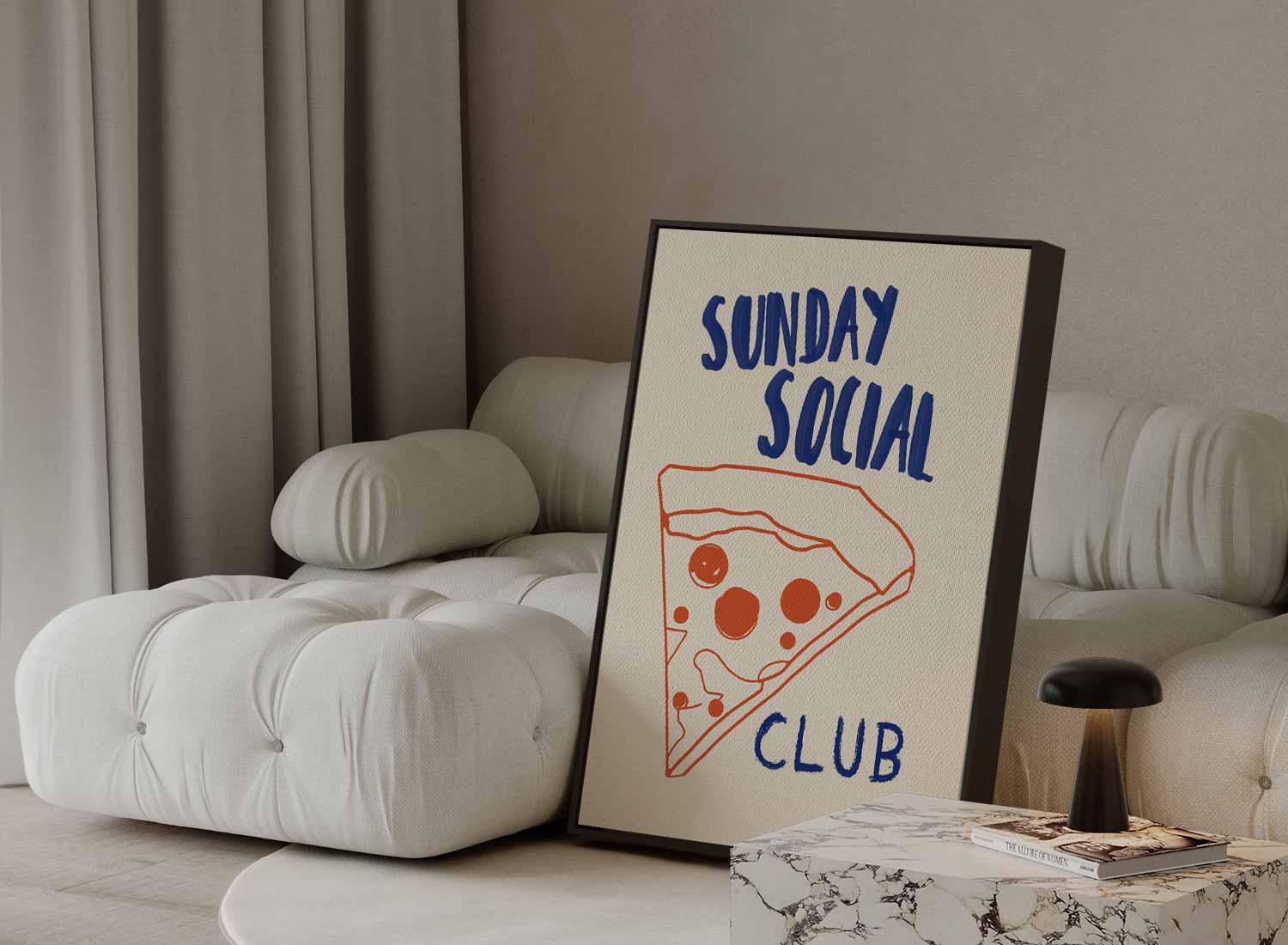 Pizza Party Illustratie Kunstwerk-canvas-dibond-plexiglas-wanddecoratie-WallArtistic