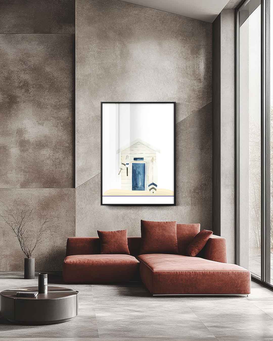 Strandhut Waterverf Kunst Kunstwerk-canvas-dibond-plexiglas-wanddecoratie-WallArtistic