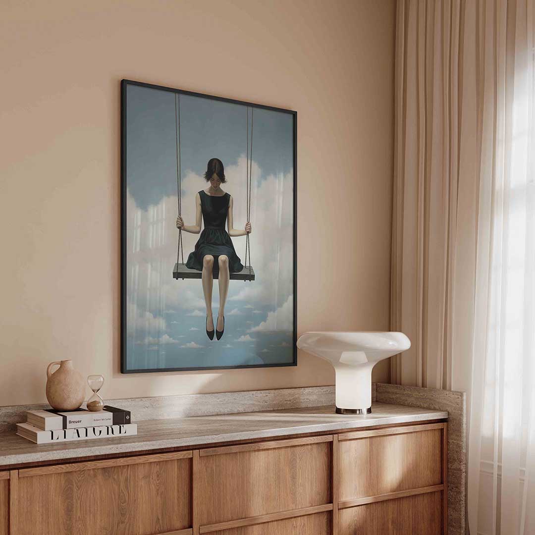 Vrouw op schommel Poster