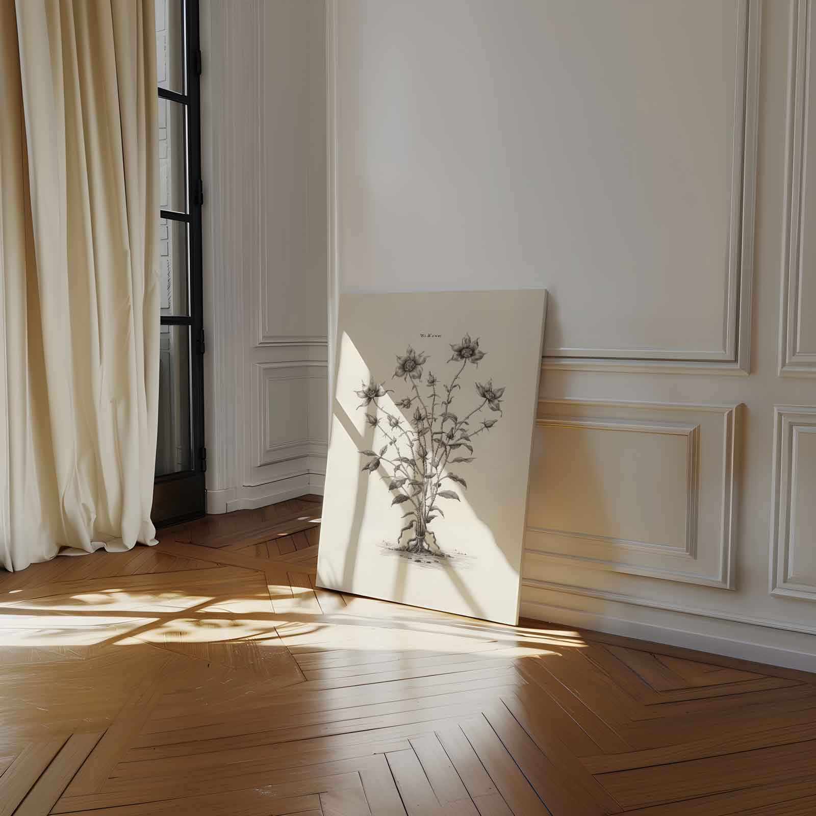 Sierlijke Wilde Bloem Illustratie Kunstwerk-canvas-dibond-plexiglas-wanddecoratie-WallArtistic