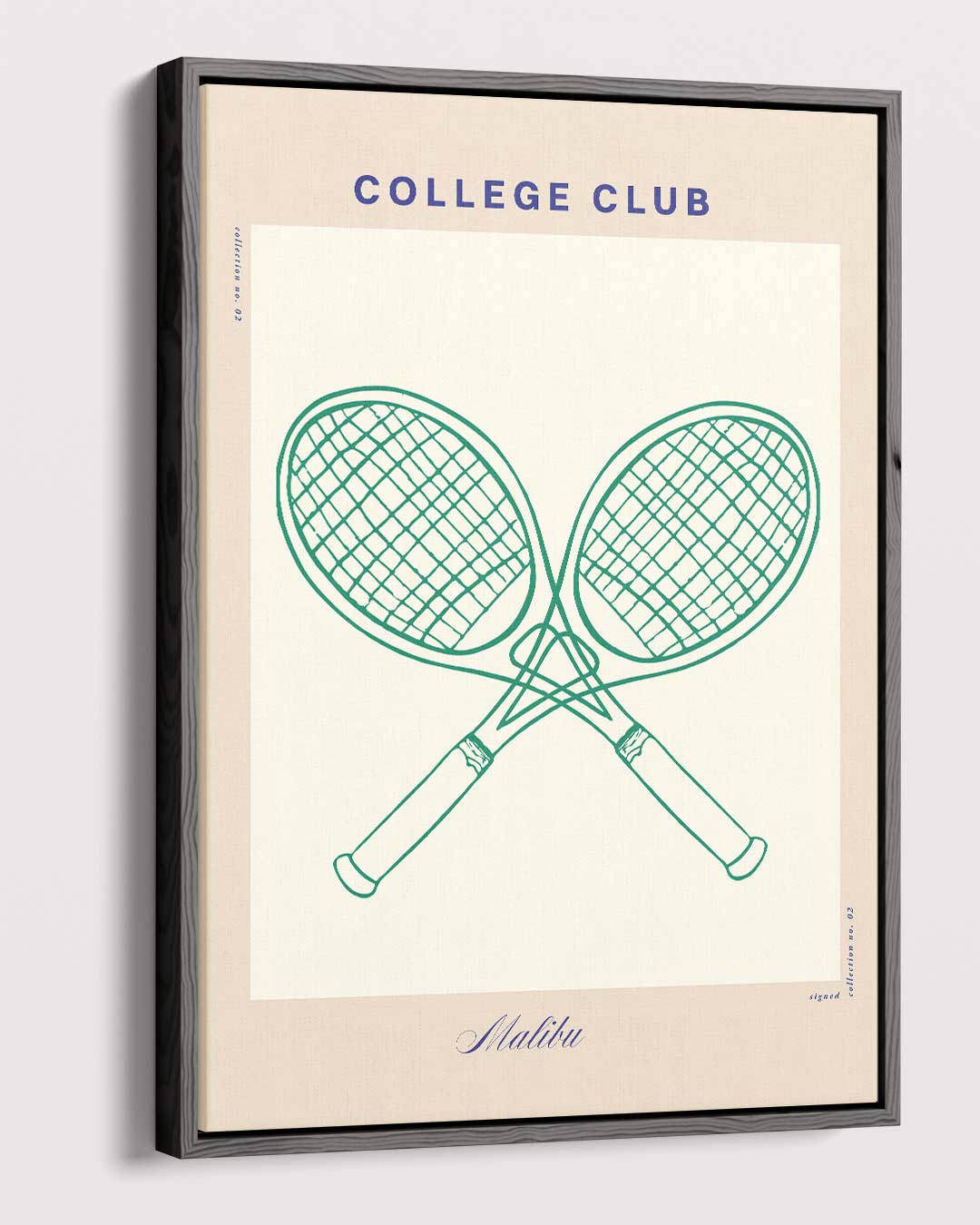 Tennisracket Illustratie - College Club Kunstwerk-canvas-dibond-plexiglas-wanddecoratie-WallArtistic