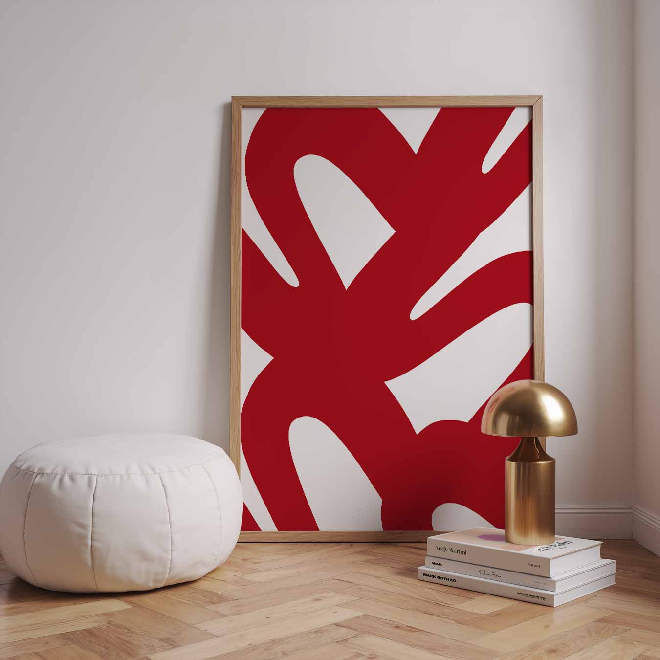 Abstracte Rode Kunstprint Poster-WallArtistic