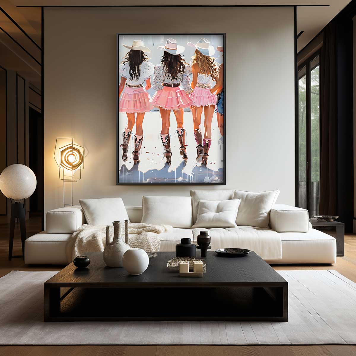 Vrolijke Cowgirls in Pastel Kunstwerk-canvas-dibond-plexiglas-wanddecoratie-WallArtistic