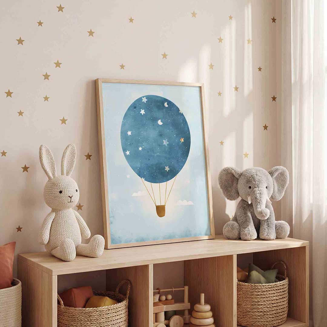 Luchtballon met sterren Poster