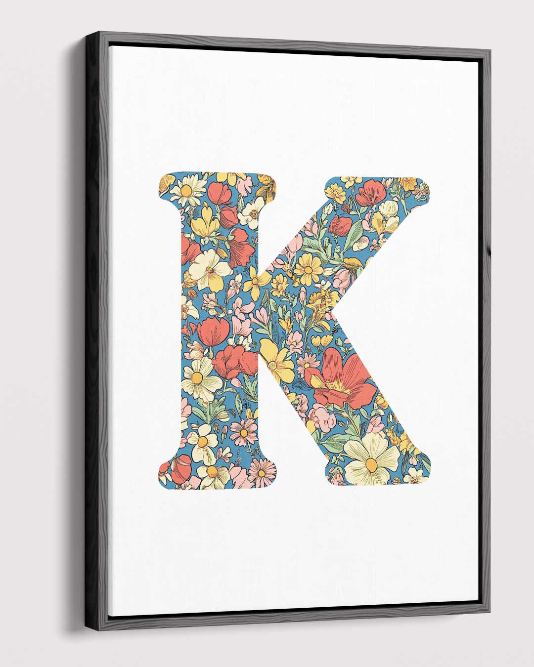 Bloemrijke Letter K Kunstwerk-canvas-dibond-plexiglas-wanddecoratie-WallArtistic