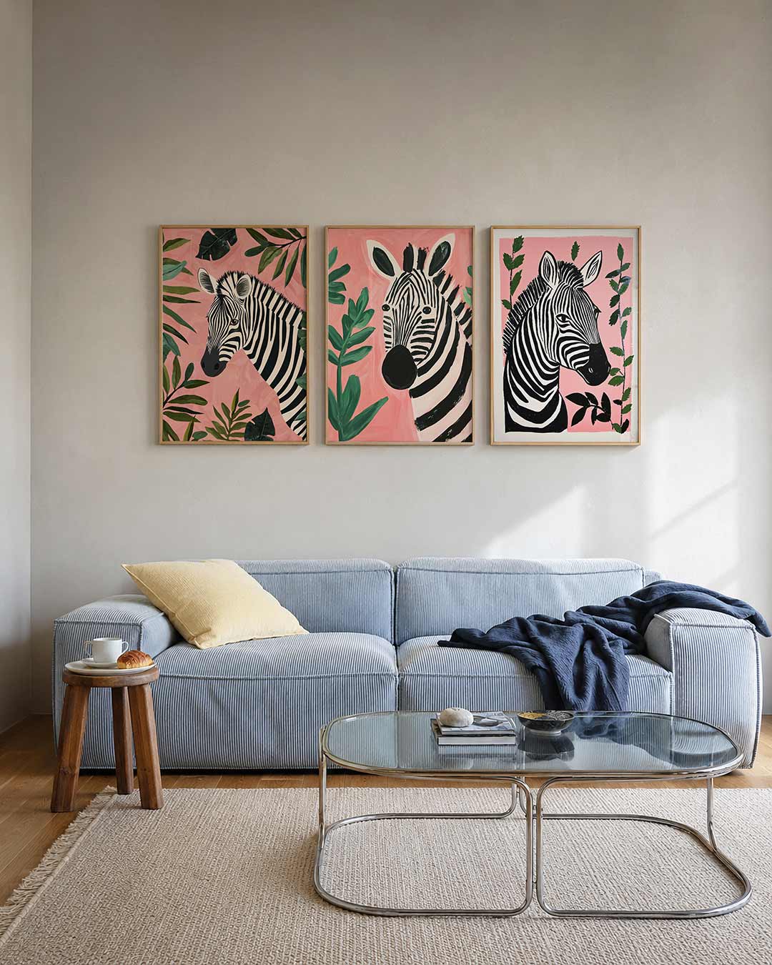 Zebra en bladeren Posterset