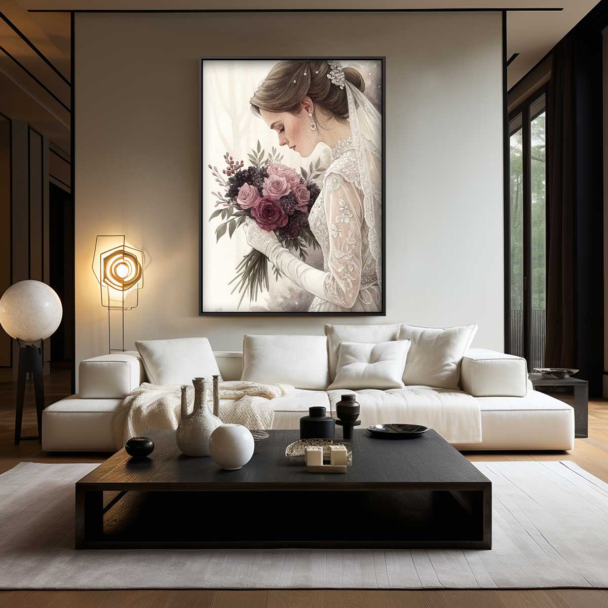 Romantisch Bruidsportret Kunstwerk-canvas-dibond-plexiglas-wanddecoratie-WallArtistic