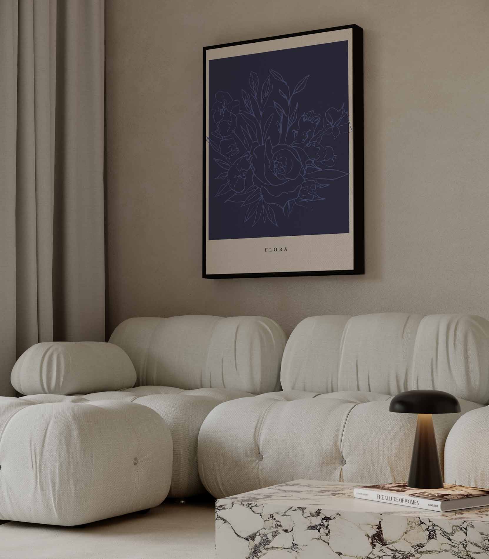 Flora Bloementekening Kunstwerk-canvas-dibond-plexiglas-wanddecoratie-WallArtistic