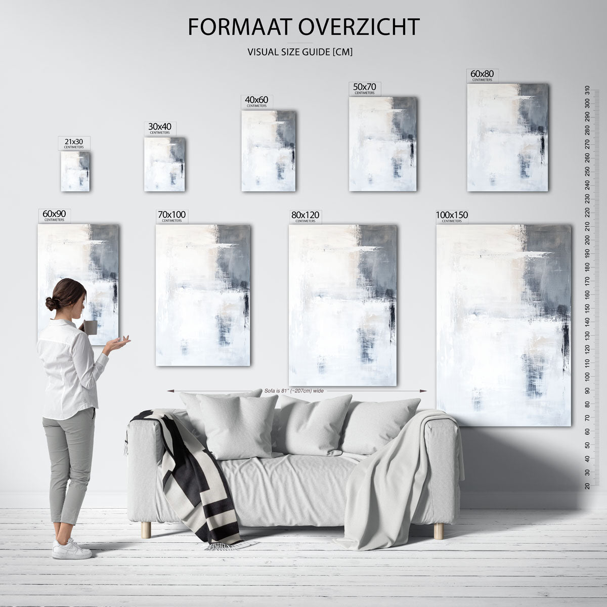 Abstracte grijze en witte Poster