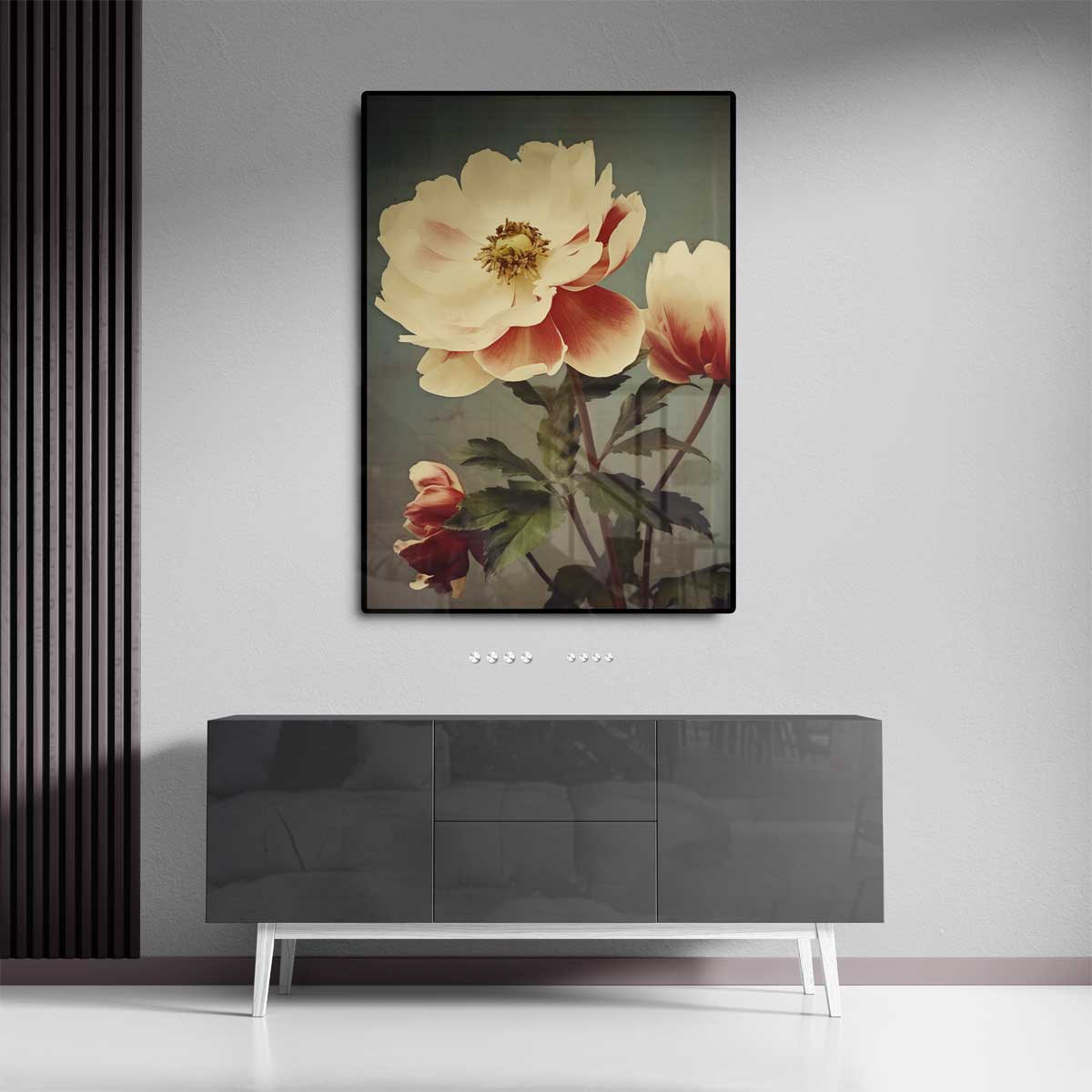 Tijdloze Pioenroos Elegantie Kunstwerk-canvas-dibond-plexiglas-wanddecoratie-WallArtistic