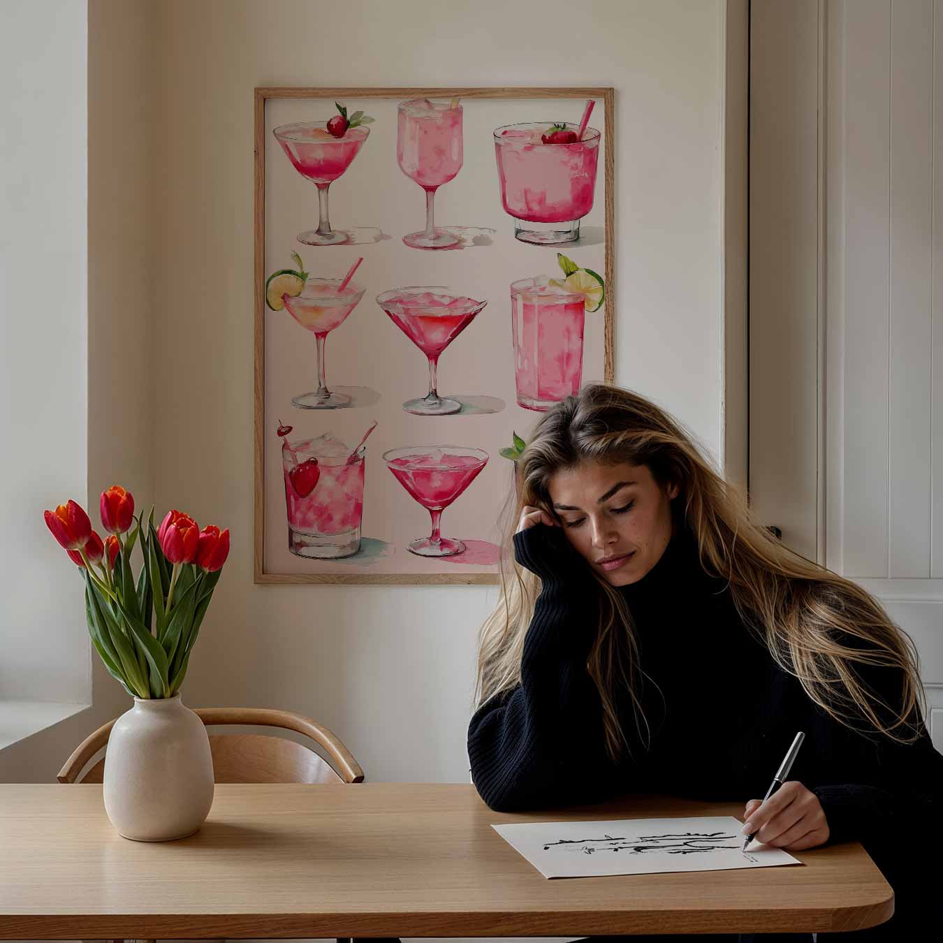 Roze Cocktail Kunstposter