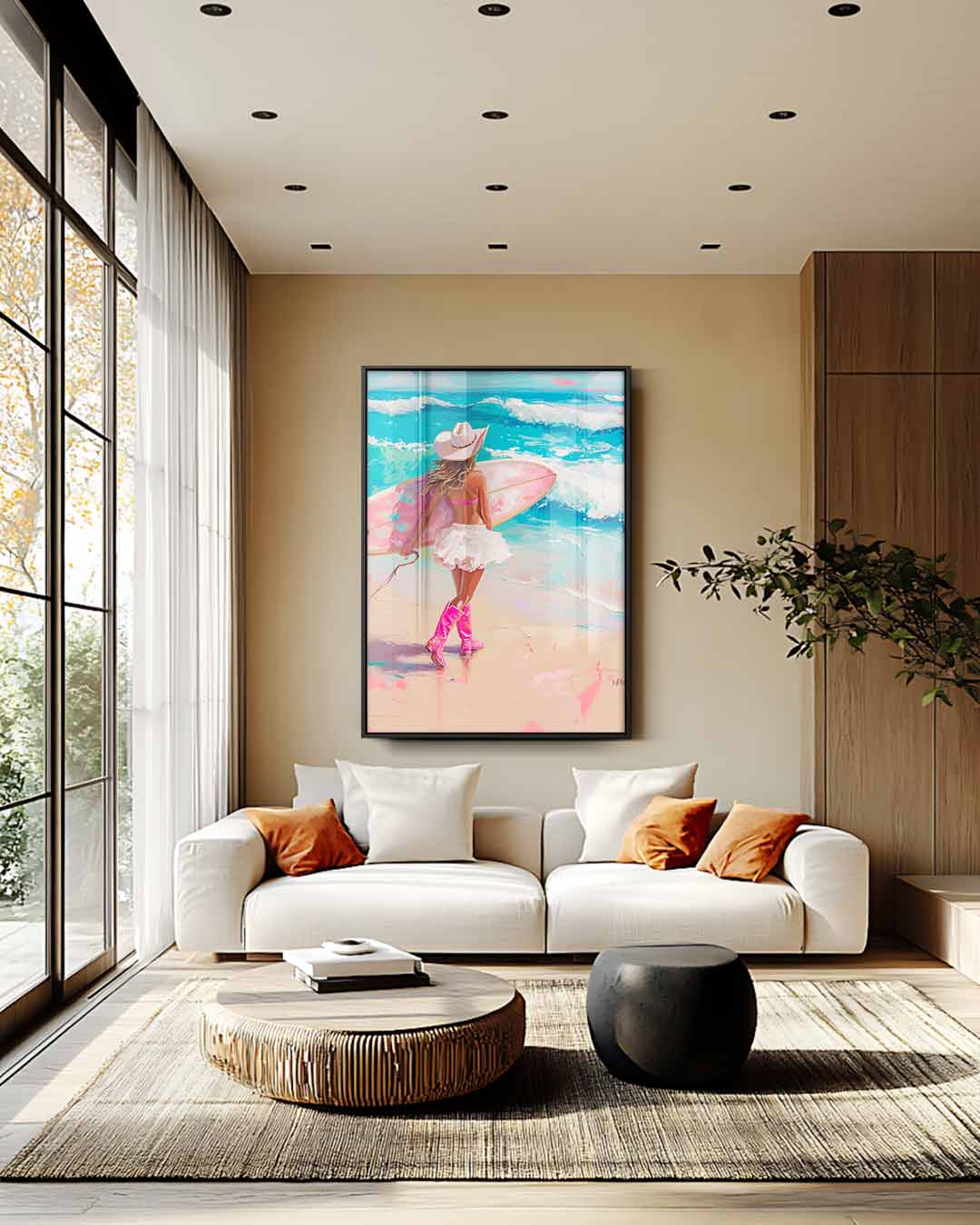 Surfcowgirl Dromen Kunstwerk-canvas-dibond-plexiglas-wanddecoratie-WallArtistic
