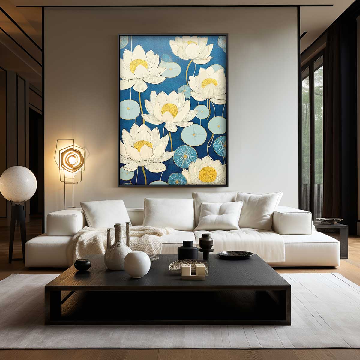 Blauwe Lotus Dromen Kunstwerk-canvas-dibond-plexiglas-wanddecoratie-WallArtistic