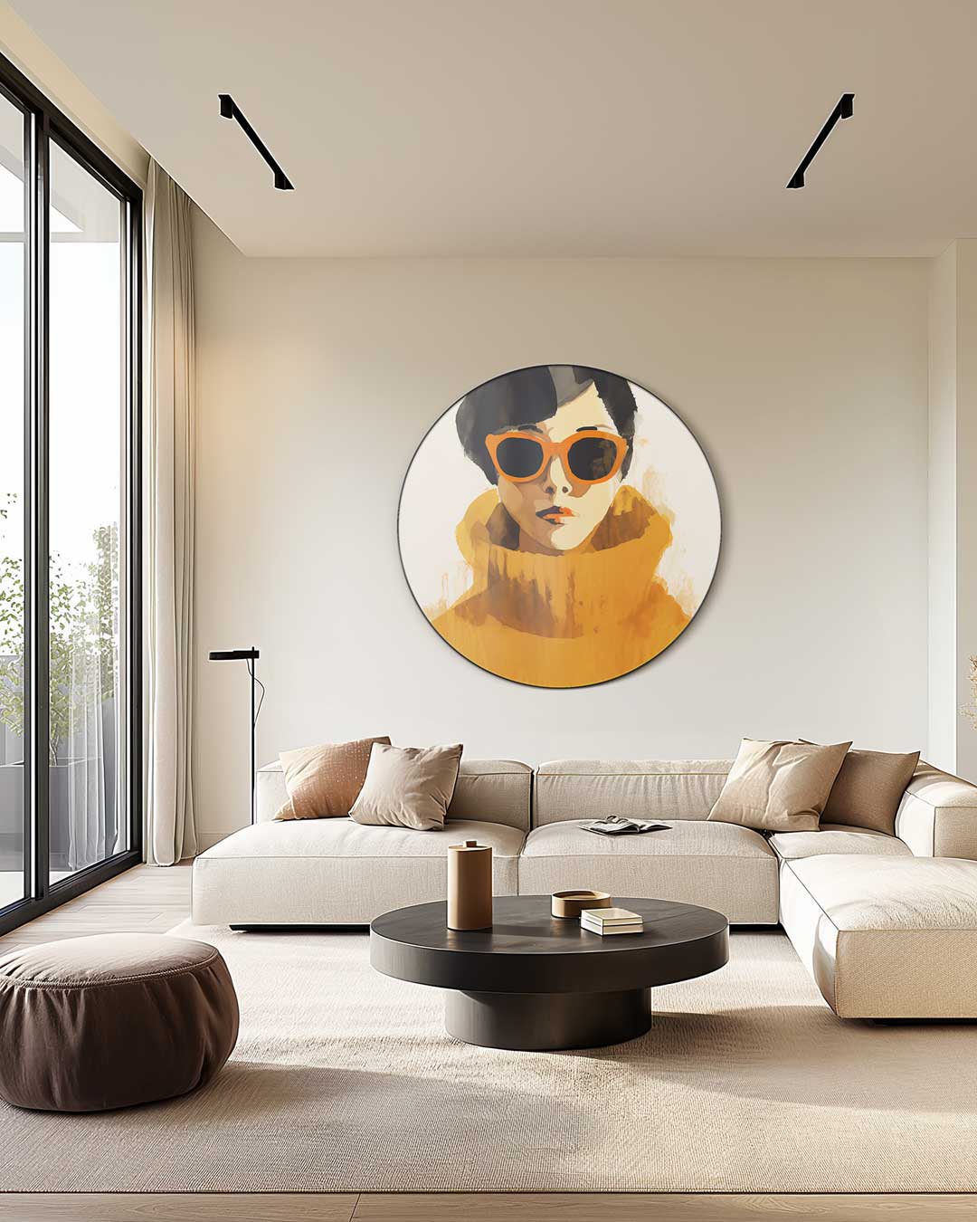 Stijlvolle Vrouw in Retro Look Muurcirkel-WallArtistic