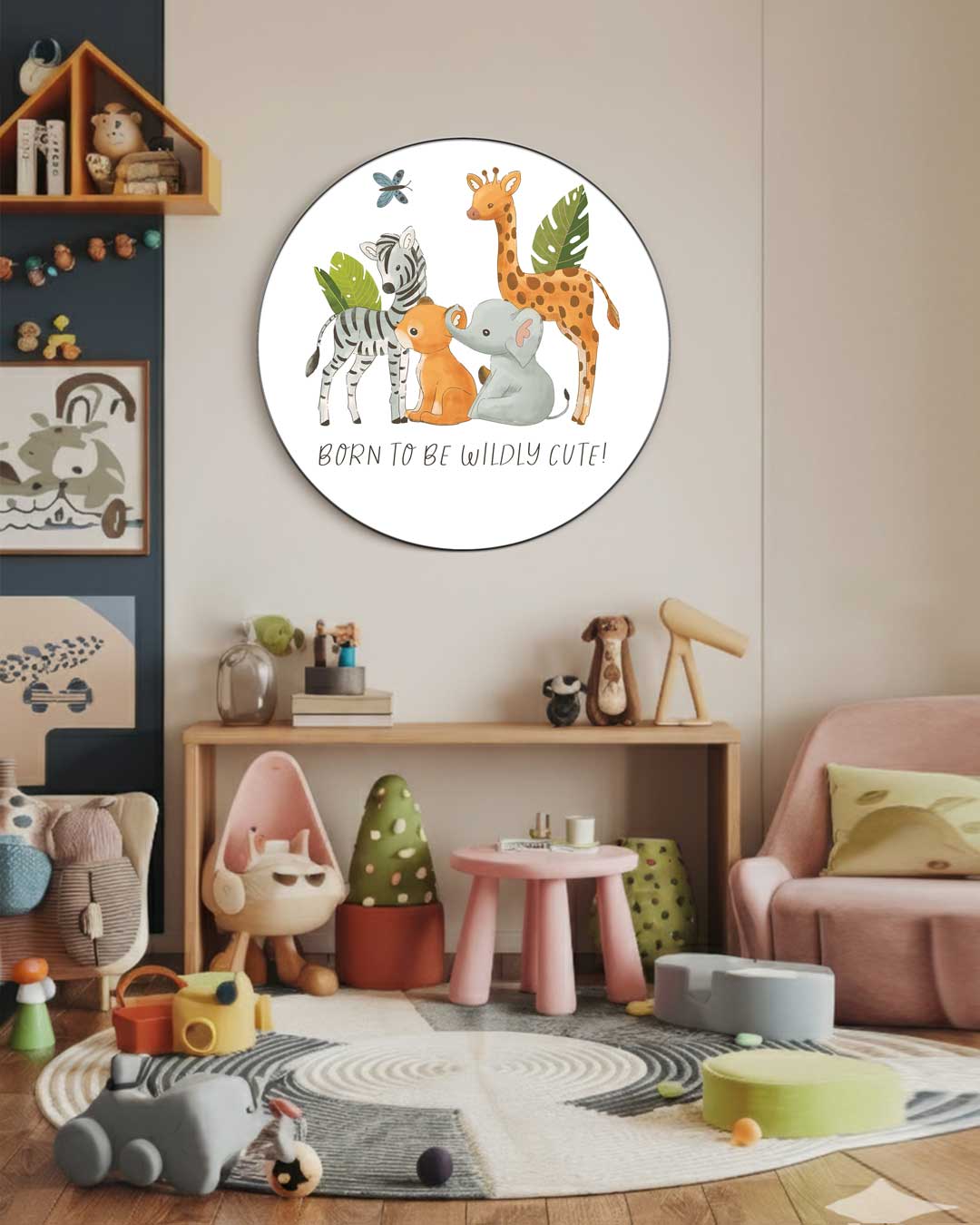 Schattige Jungle Dieren Muurcirkel-WallArtistic