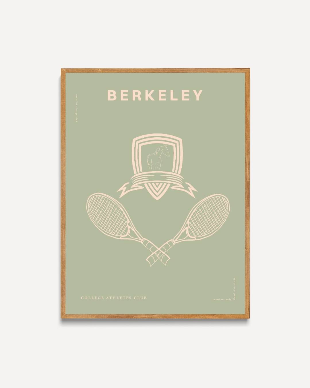 Berkeley tennisrackets en embleem Poster