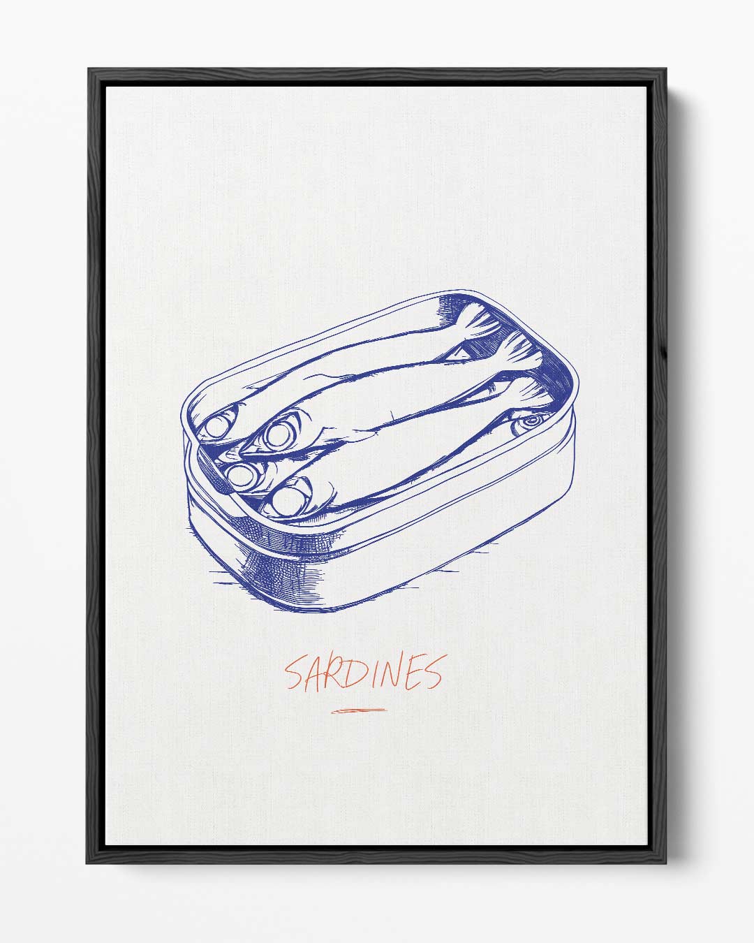Blauwe Sardines Illustratie Kunstwerk-canvas-dibond-plexiglas-wanddecoratie-WallArtistic