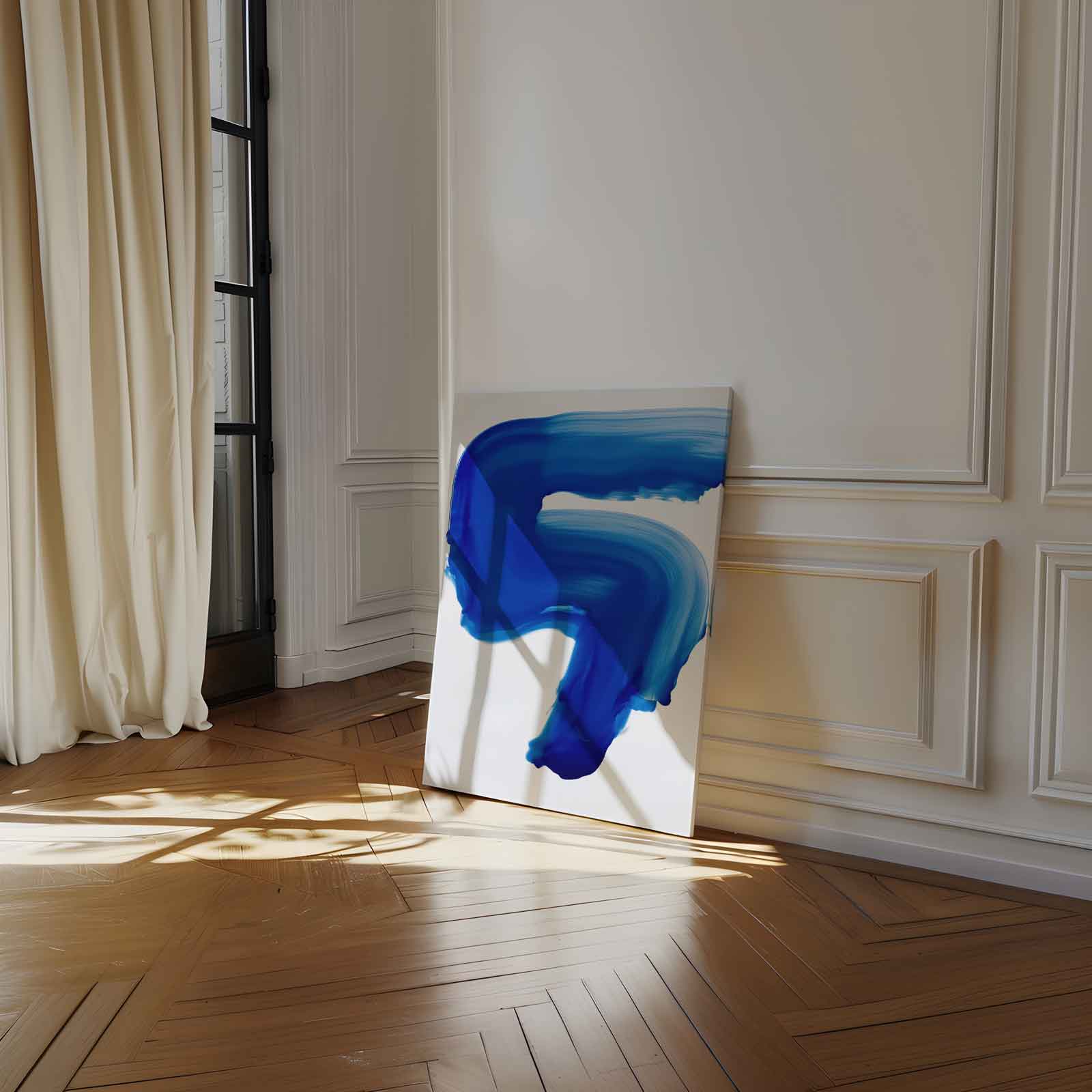 Blauwe Expressie Kunstwerk-canvas-dibond-plexiglas-wanddecoratie-WallArtistic