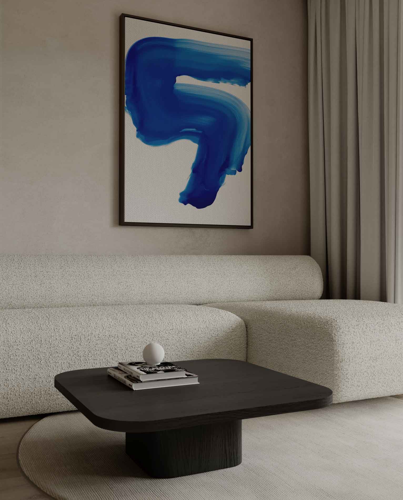 Blauwe Expressie Kunstwerk-canvas-dibond-plexiglas-wanddecoratie-WallArtistic