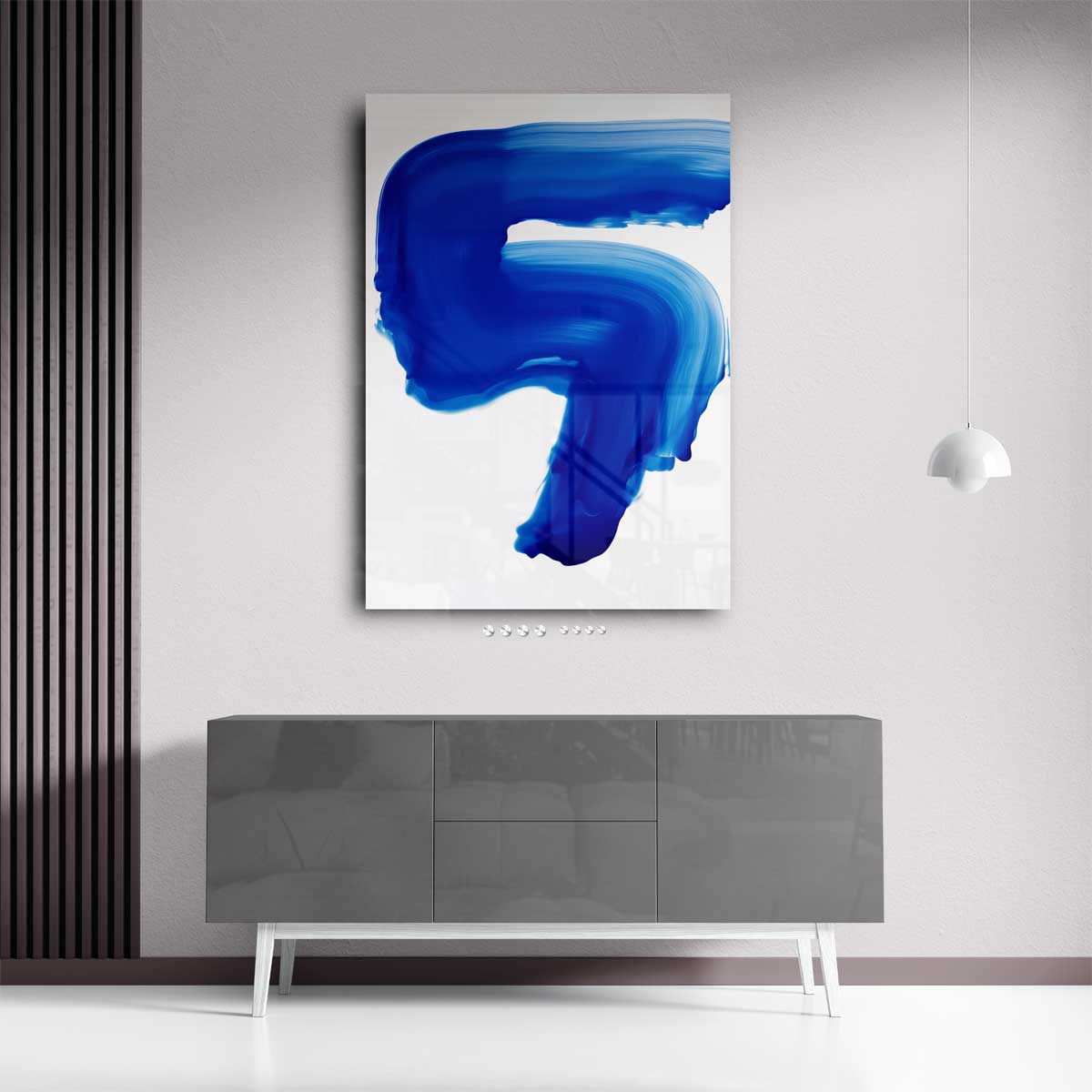 Blauwe Expressie Kunstwerk-canvas-dibond-plexiglas-wanddecoratie-WallArtistic
