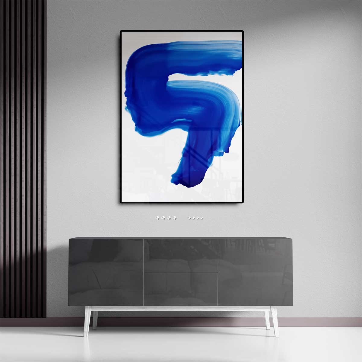 Blauwe Expressie Kunstwerk-canvas-dibond-plexiglas-wanddecoratie-WallArtistic