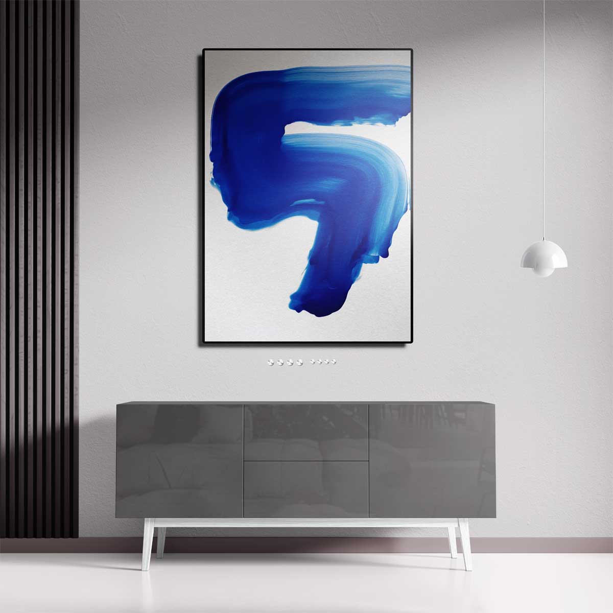 Blauwe Expressie Kunstwerk-canvas-dibond-plexiglas-wanddecoratie-WallArtistic