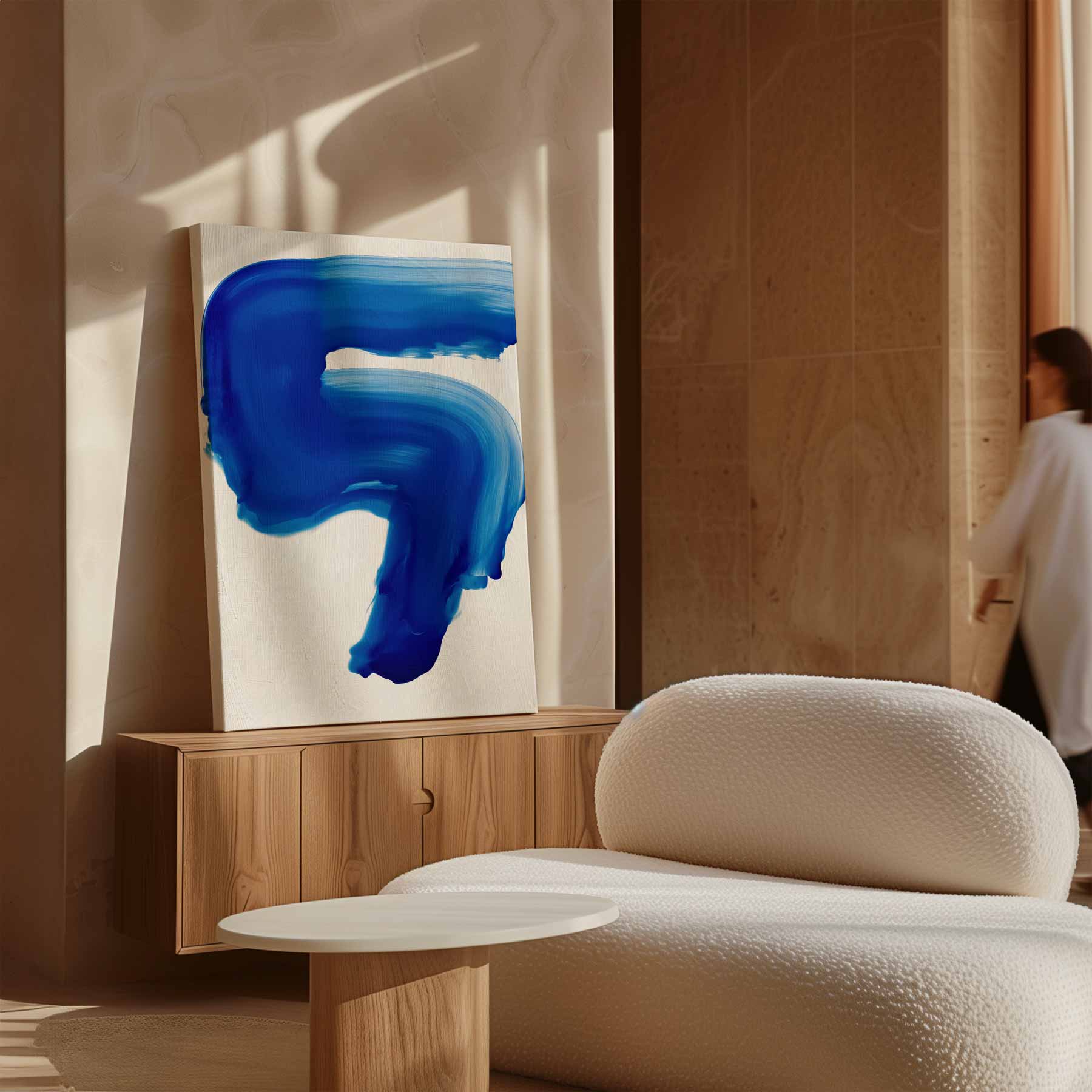 Blauwe Expressie Kunstwerk-canvas-dibond-plexiglas-wanddecoratie-WallArtistic