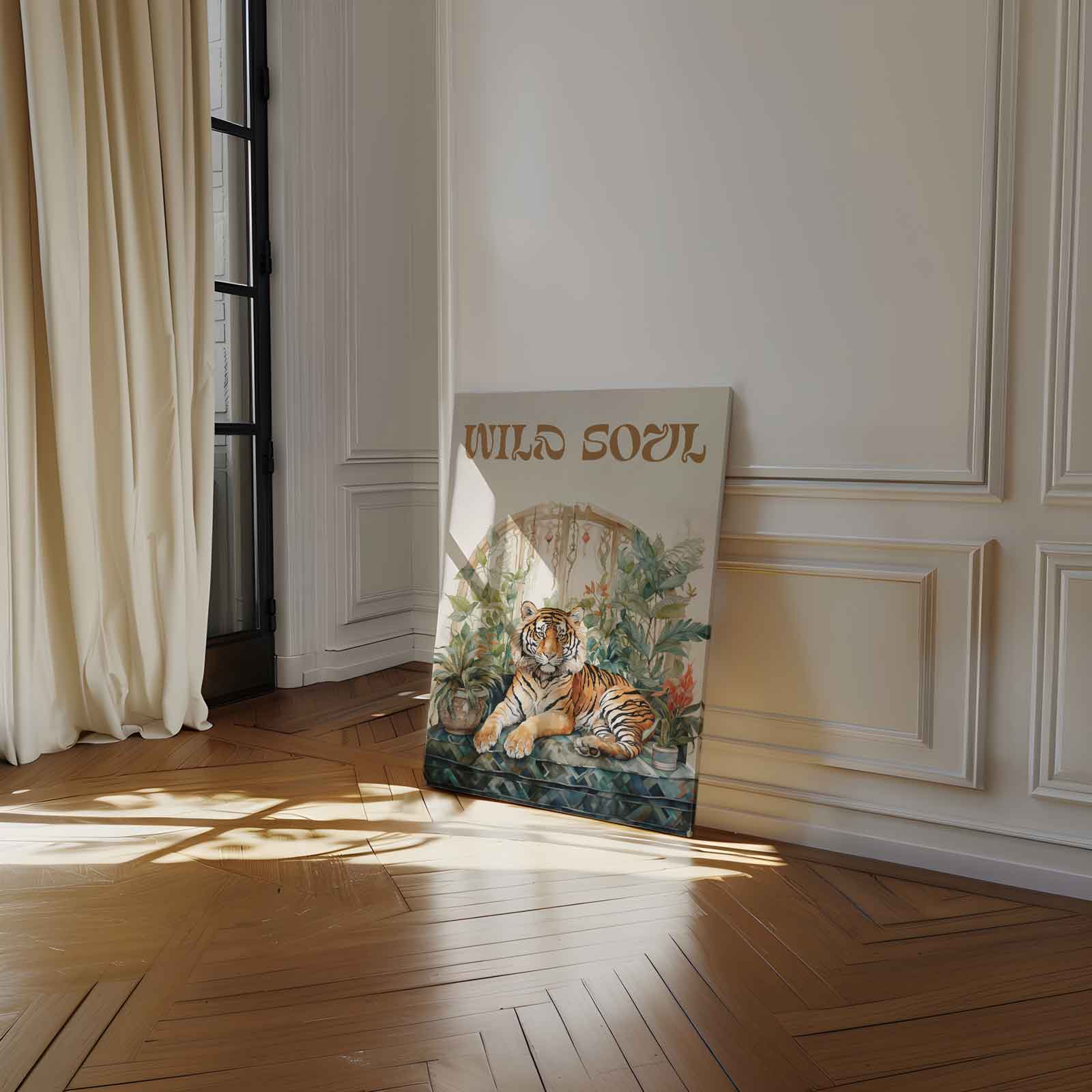 Wilde Ziel Tijgerprint Kunstwerk-canvas-dibond-plexiglas-wanddecoratie-WallArtistic