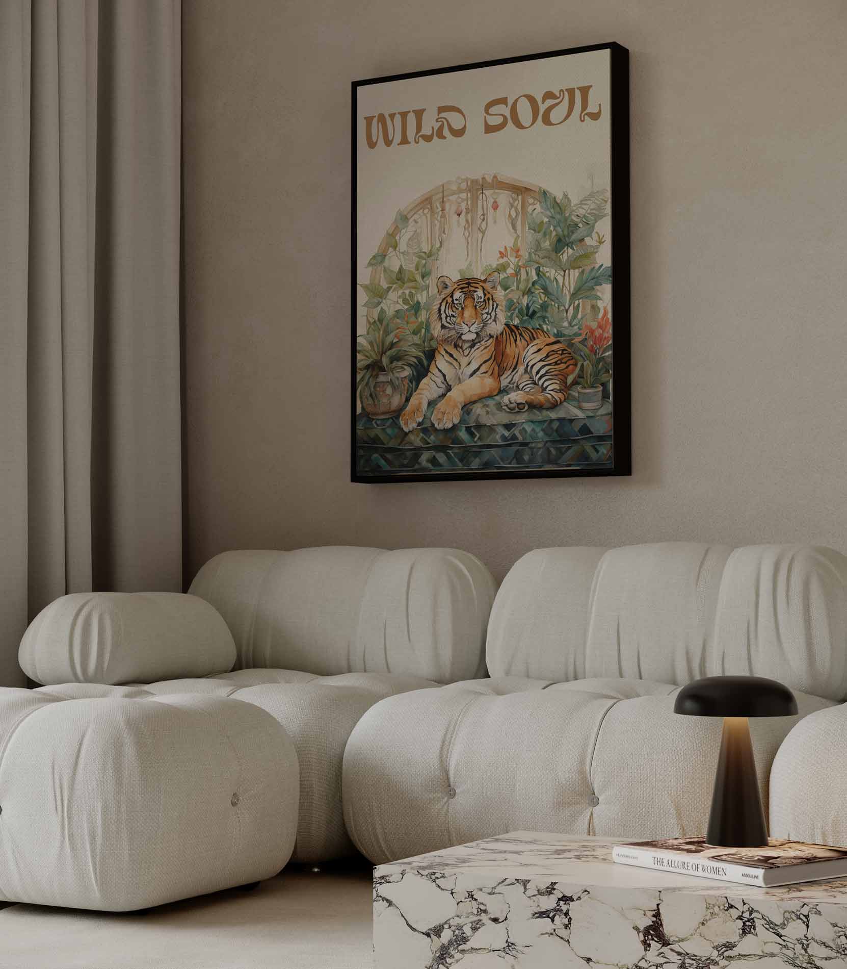 Wilde Ziel Tijgerprint Kunstwerk-canvas-dibond-plexiglas-wanddecoratie-WallArtistic