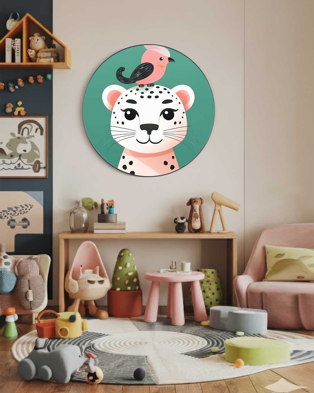 Schattige Jungle Vrienden Muurcirkel-WallArtistic