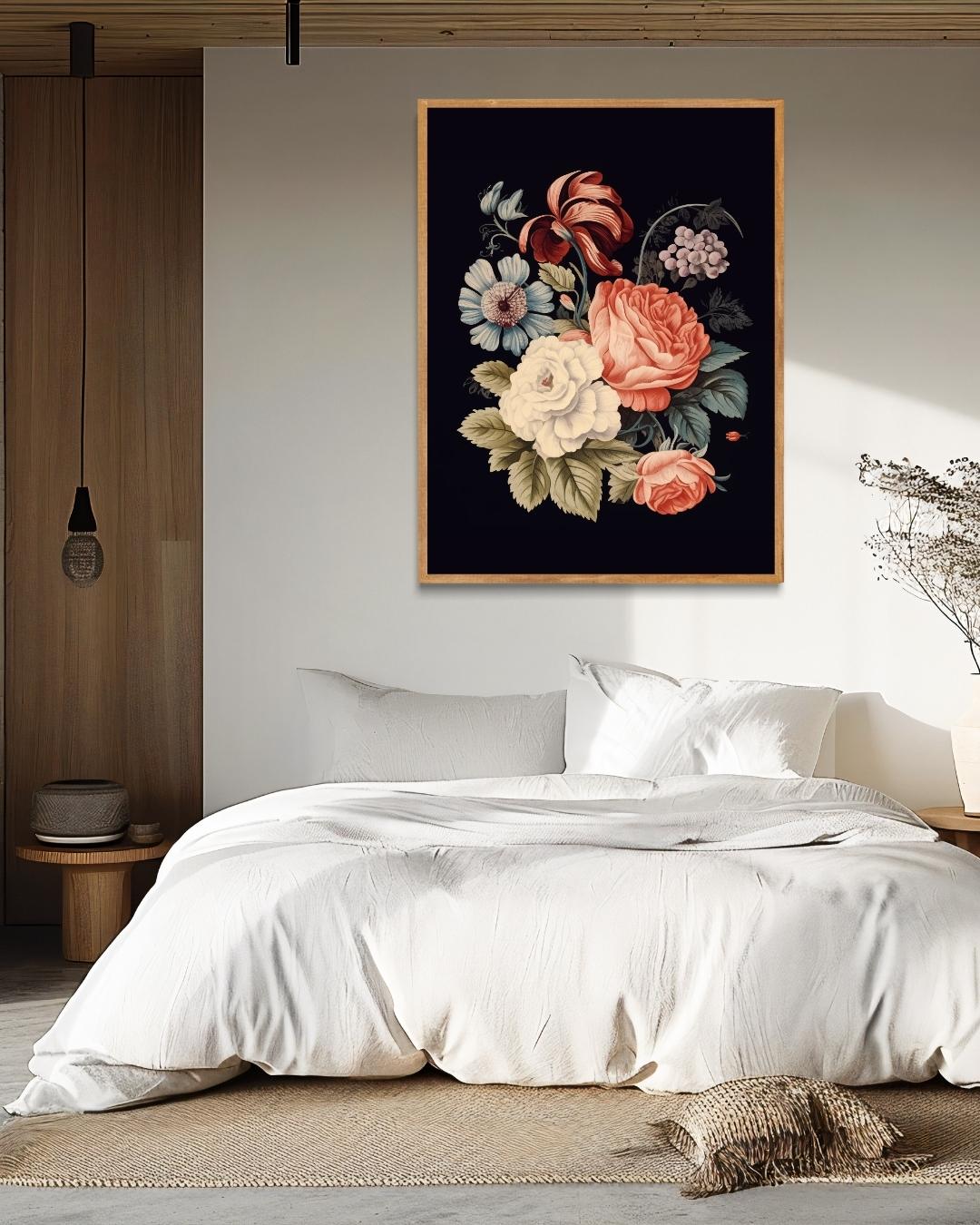 Bloemen op zwart Poster