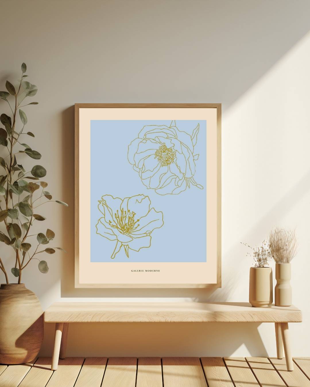 Lichtblauwe bloemen Poster