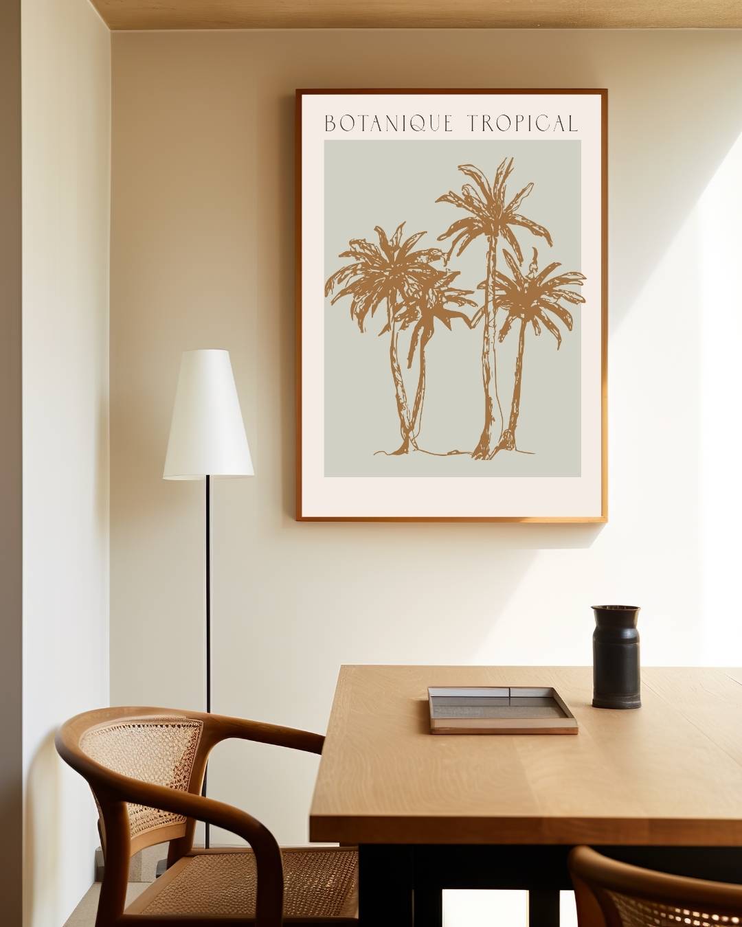 Botanique tropical bruine palmbomen poster