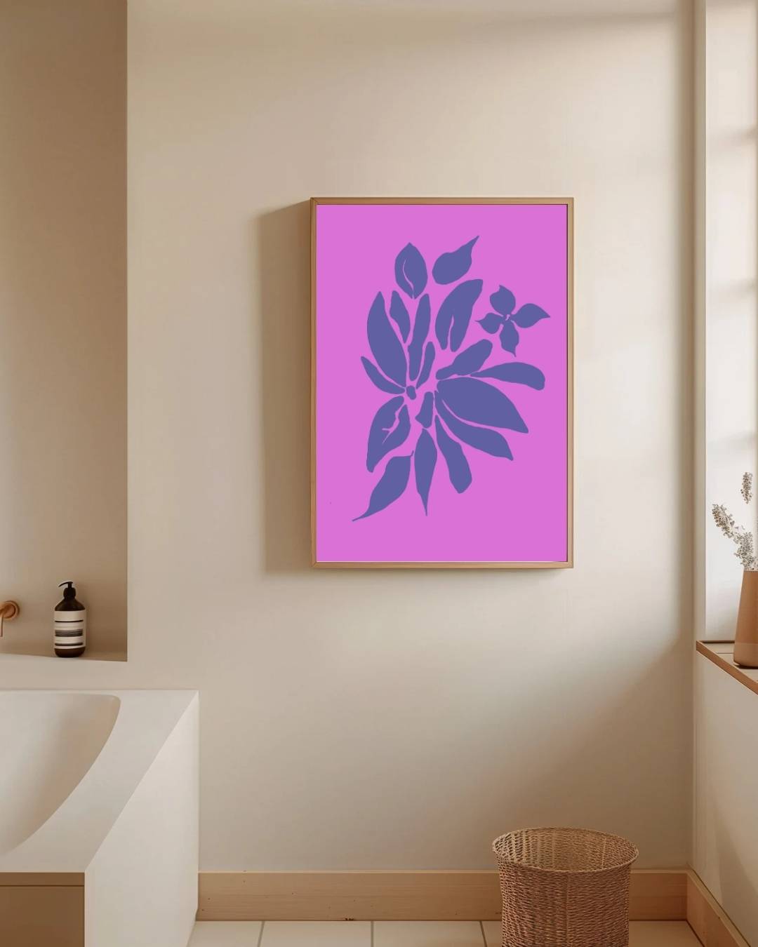 Modern bloemensilhouet Poster