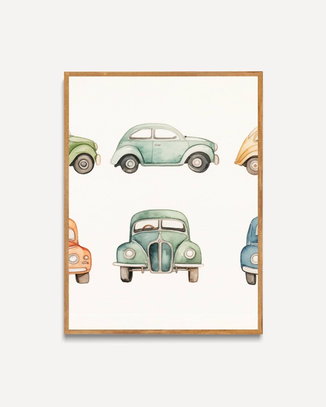 Retro auto's in aquarel Poster