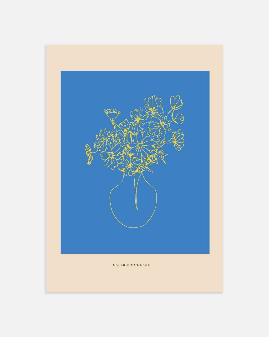 Blauwe vaas met bloemen Poster