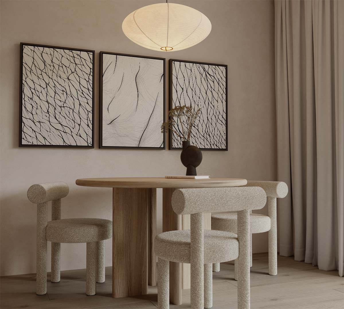 Organische lijnen in zwart-wit Kunstwerk-canvas-dibond-plexiglas-wanddecoratie-WallArtistic
