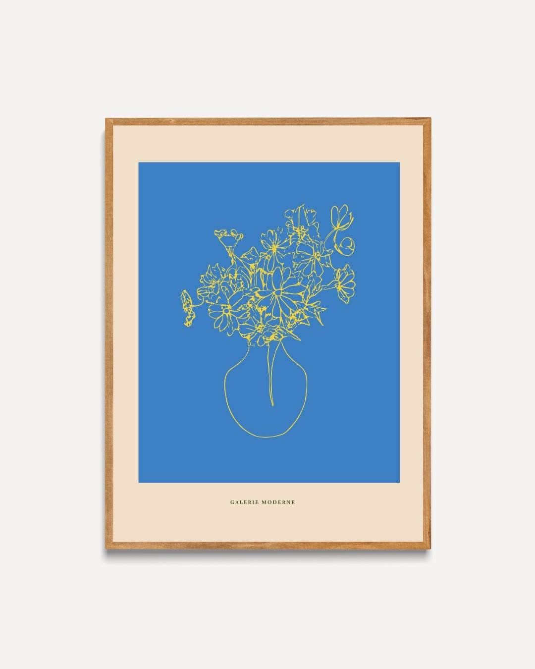 Blauwe vaas met bloemen Poster