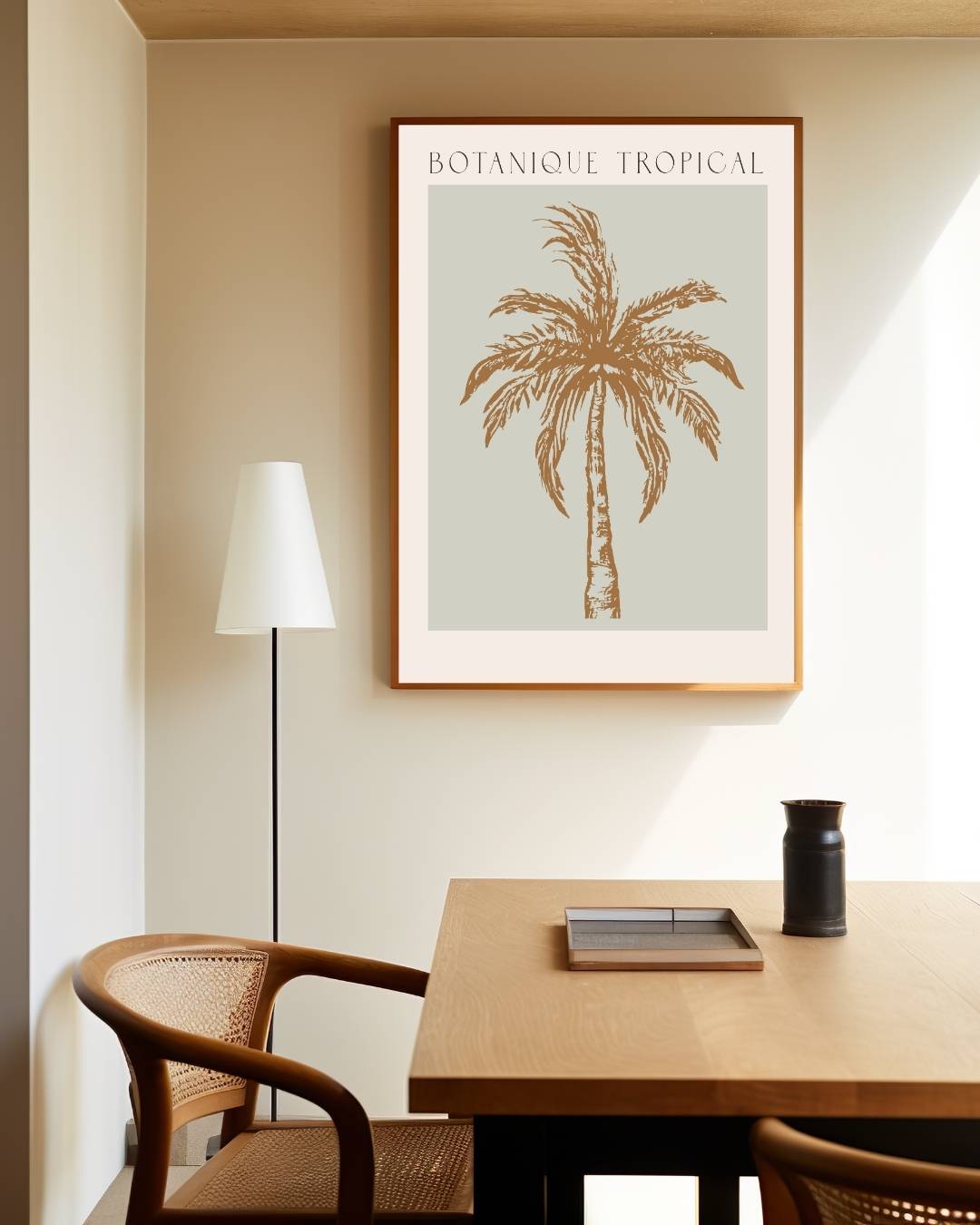 Botanique tropical bruine enkele palmboom poster