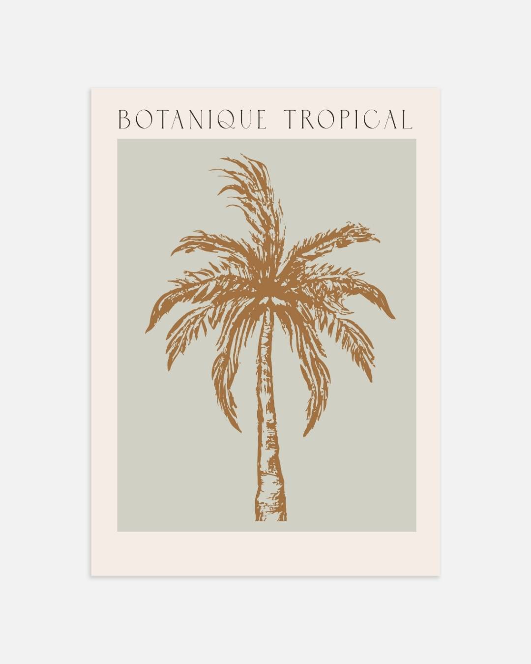 Botanique tropical bruine enkele palmboom poster