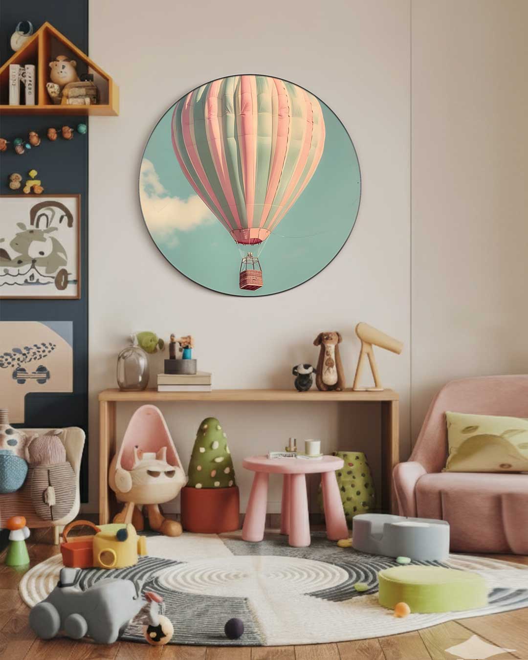 Dromerige Ballonvlucht Muurcirkel-WallArtistic