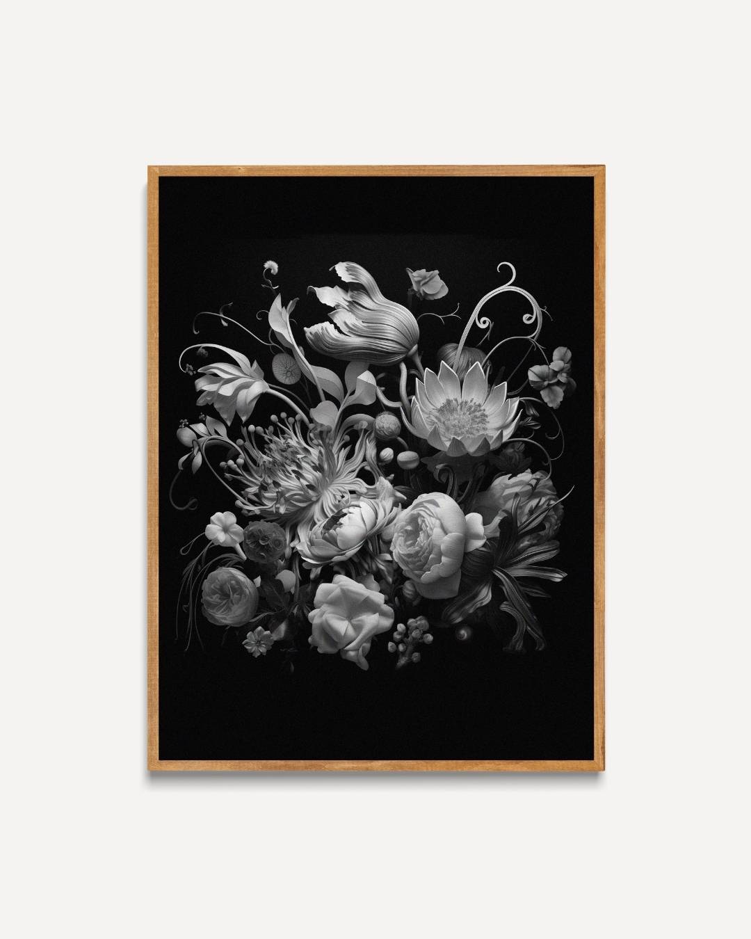 Zwart-wit bloemen compositie Poster