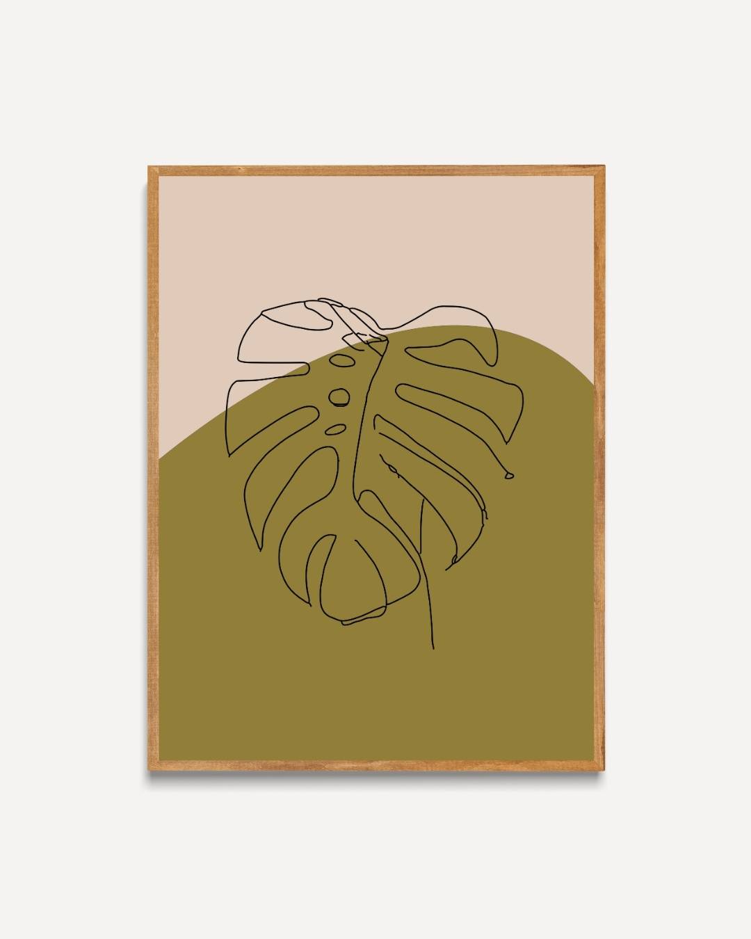 Monstera abstract olijfgroene poster