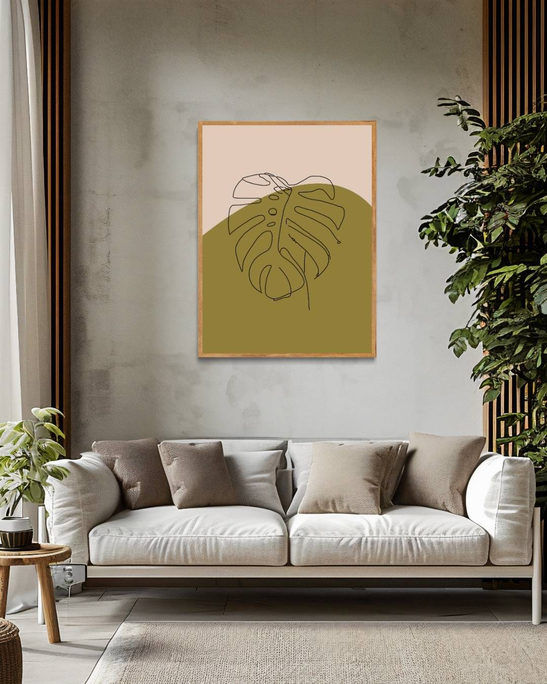 Monstera abstract olijfgroene poster