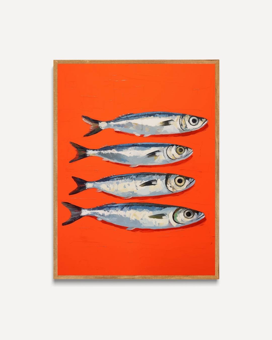 Sardines op rode achtergrond Poster