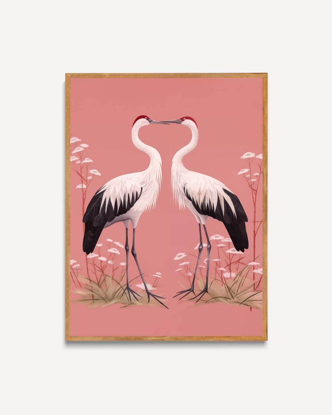 Two Cranes in Harmony Poster 