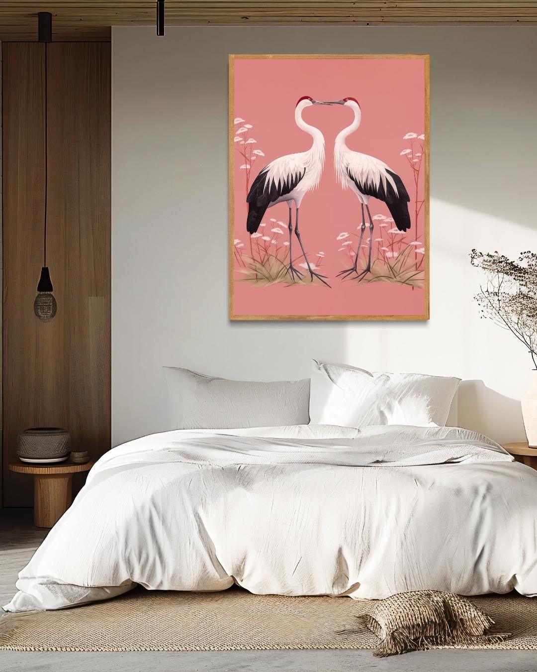 Two Cranes in Harmony Poster 